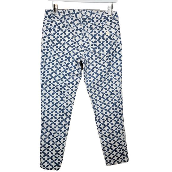 Michael Kors Skinny White Blue Batik Print Ankle Jeans - Size 4 - Picture 5 of 8